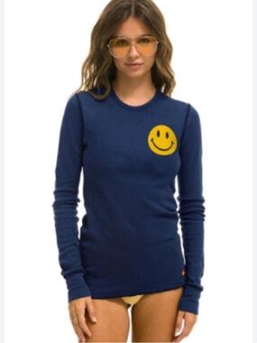 Aviator Nation Smiley 2 Thermal Long Sleeve Top